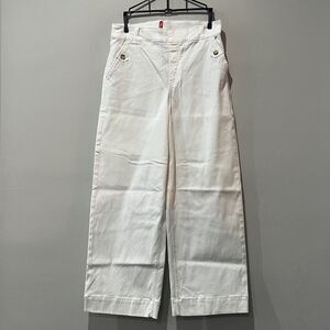 SPANX Stretch Twill Cropped Wide Leg Pants Women’s Large White Minimalist 20312R